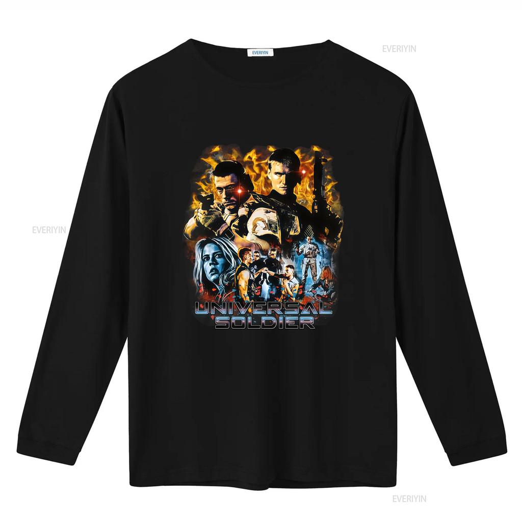 Universal Soldier Movie Character Print T Shirt for Men Action Packed Design Vintage Washed Homme Stretched Breathable Graphic