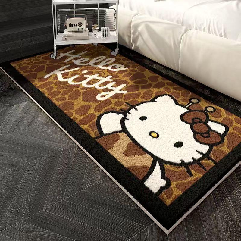 Cartoon Kitty Imitation Cashmere Anti-Slip Rug for Bedroom & Living Room