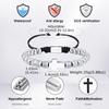 Kreuz Ananas Perlenarmband für Herren, Verstellbares Edelstahl-Metallperlenarmband, Einfaches Trendiges Schmuckgeschenk