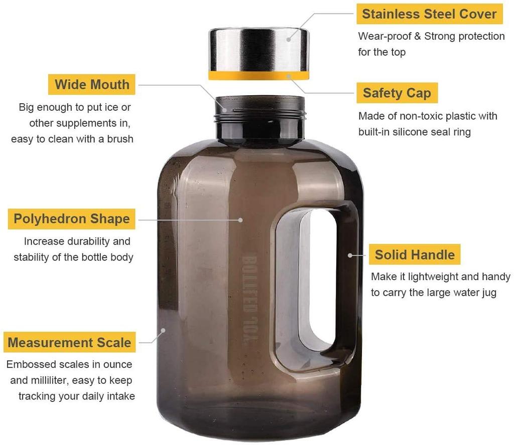 VENNERLI Water and Large Wide Direct Easy To Suitable for and Outdoor Water Bottle Bottle, 2200ml/2500ml (Safe BPA-Free), Capacity, Mouth, Drinking,