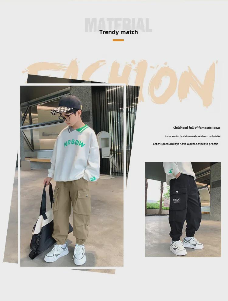 Pantalones Casuales de Algodón Puro para Niño - Colección Nueva de Otoño e Invierno 2023 con Terciopelo - Para Niños y Adolescentes