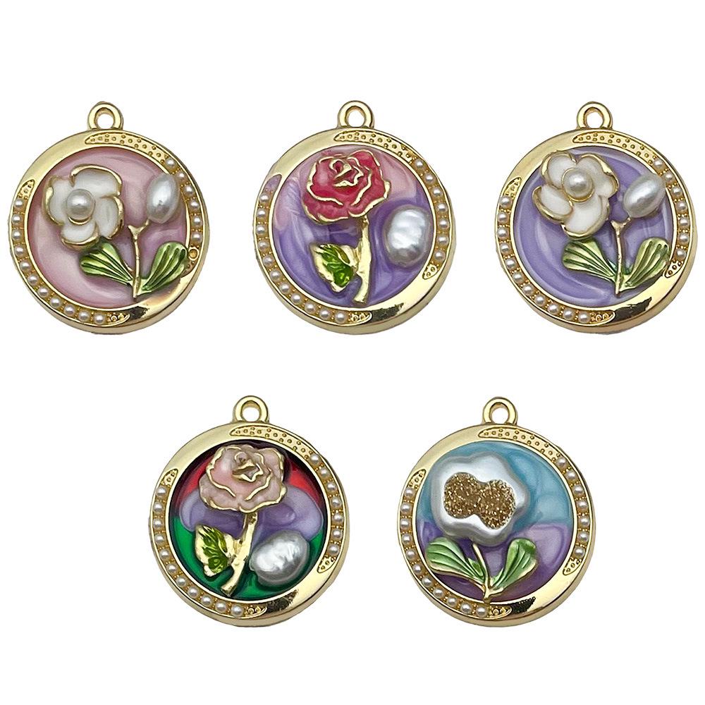 Monet Garden Oil Painting Pearl Pendant Keychain & Jewelry Set