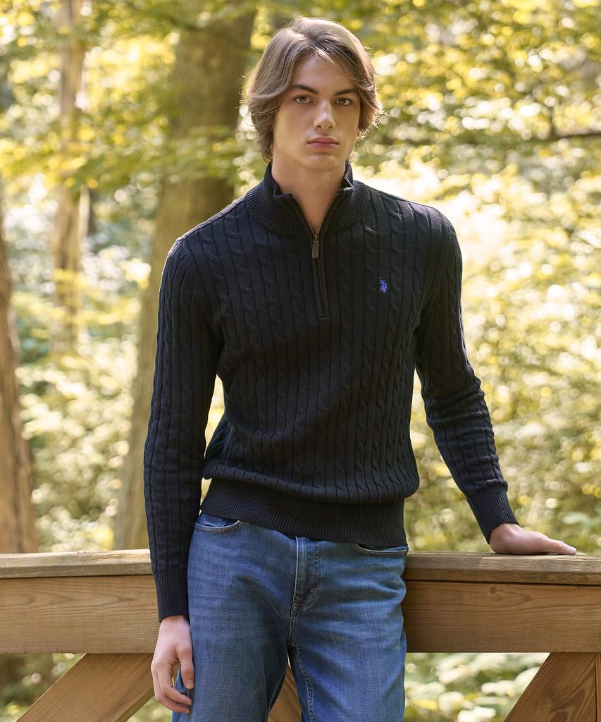 USPOLOASSN Cable Half-Zip Knit_Black