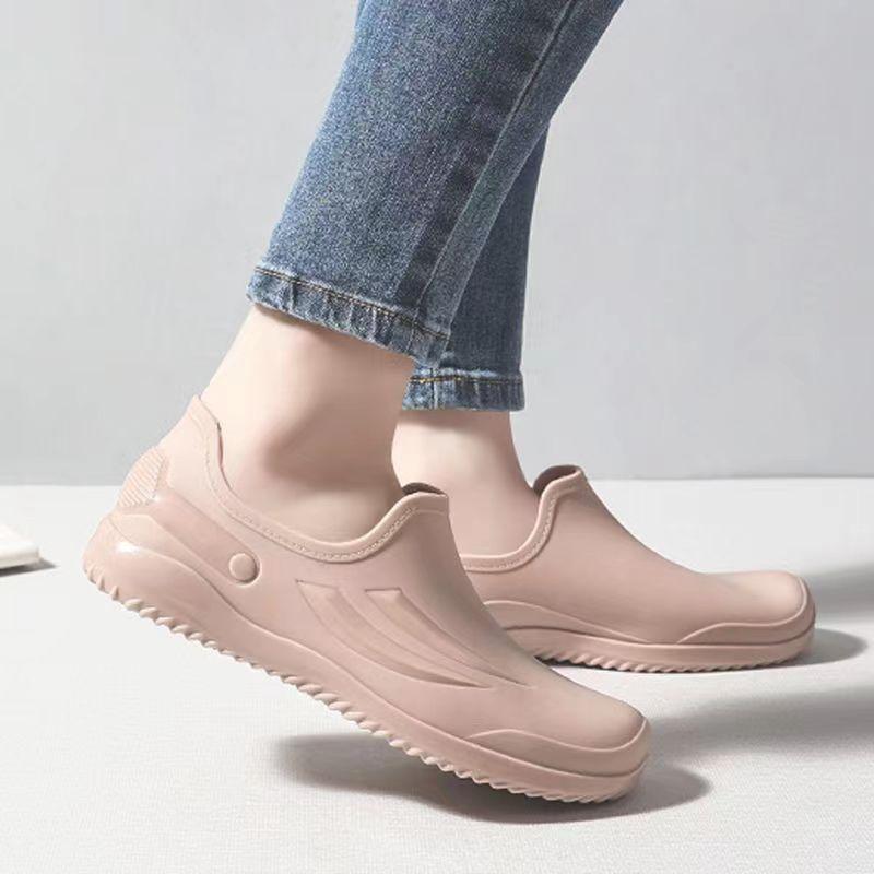 New Women's Cover Foot Flat Sole Four Seasons Rain Shoes Soft Bottom Non Slip Low Top Waterproof Work Shoes  Water Shoes