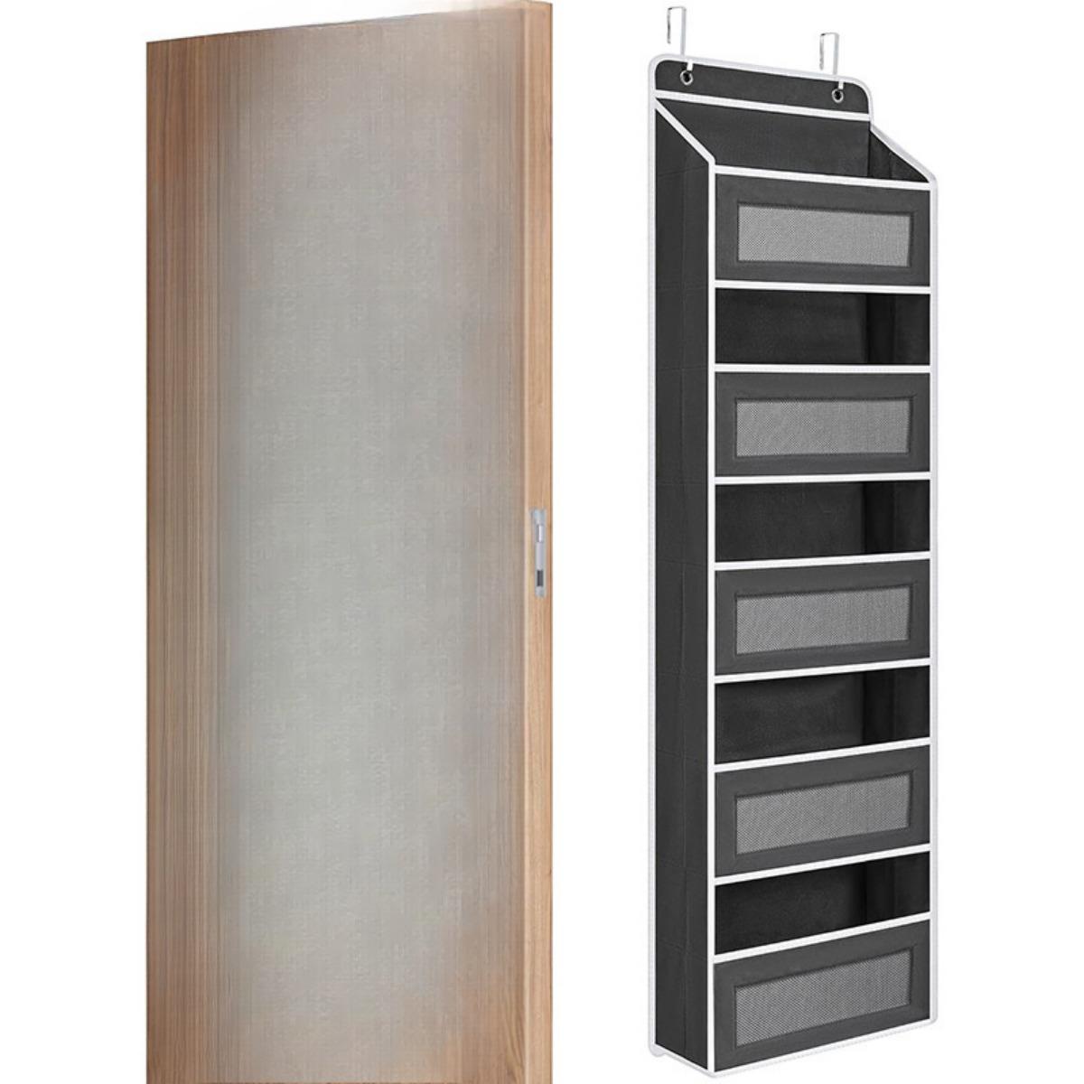 

Пятислойный нетканый органайзер для хранения на двери, подвесная сумка, большая вместимость, для дома, спальни, подвесной органайзер для хранения темно серый