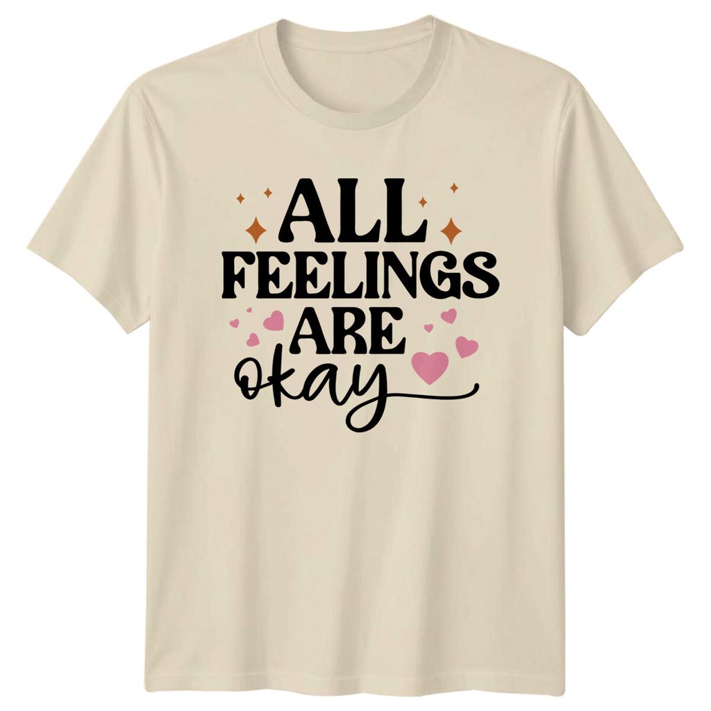All Feelings Are Okay Mental Health T-Shirt, Retro Style Support