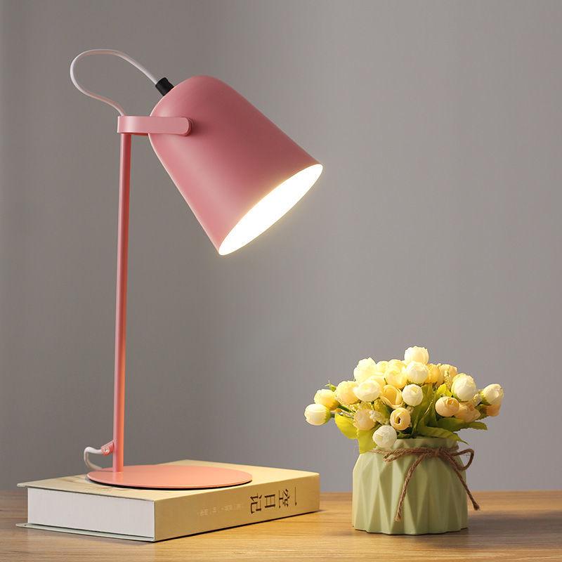 Nordic Minimalist LED Desk Lamp for Dorms and Bedrooms - Eye Protection, Plug-in, Ideal for Students.