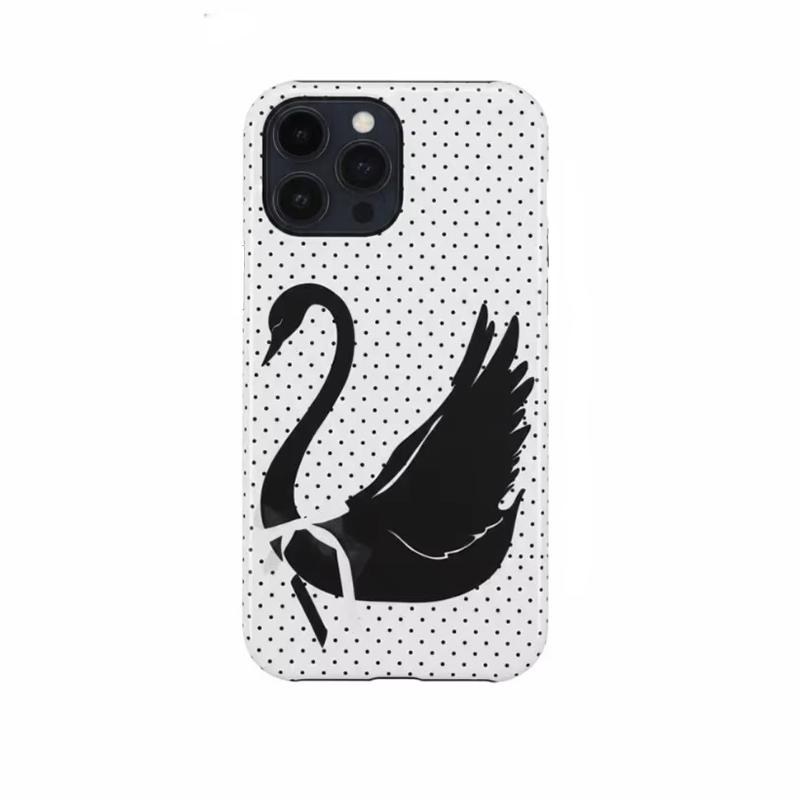 Koreanskt Svartvitt Svan Vågprickigt Mobilskal För IPhone 17 Air 16 Pro Max 15 14 Plus 13 12 11 Stötsäkert Skyddande Fodral