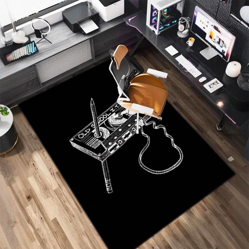 1Pc music mixtape Printed circular carpet, home door mat, outdoor travel protection carpet A17