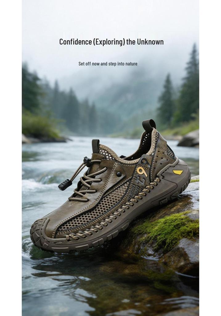 Handmade Men's 2026 New Summer Mesh Hollow Breathable Shoes