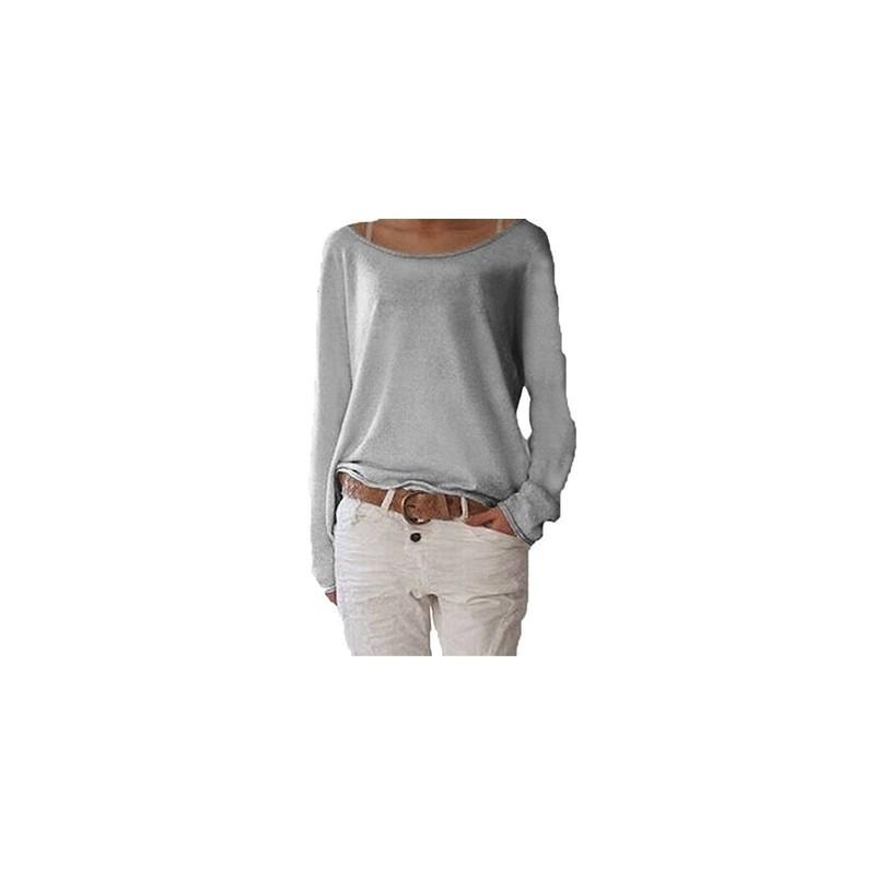 T-shirt in Cotone da Donna con Girocollo Manica Lunga Vestibilità Casual Morbido Comfort