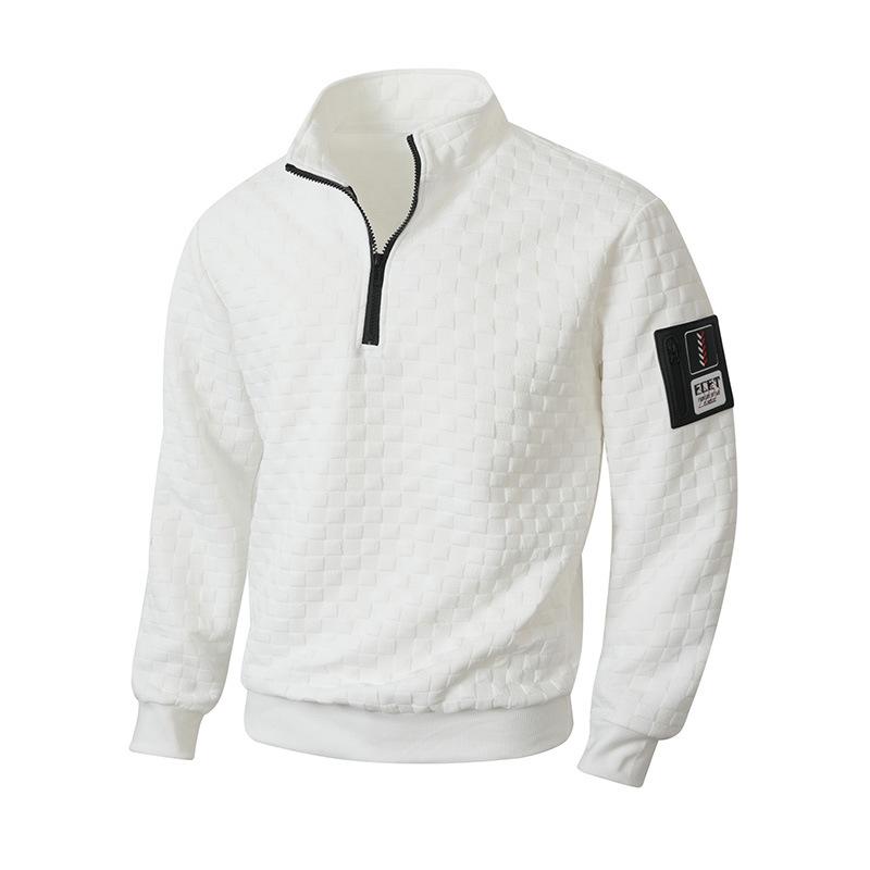 Men's Tactical Fleece Plaid Zipper Hoodie with Stand Collar