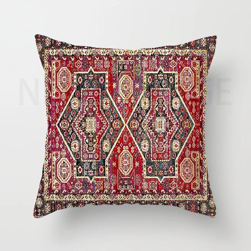 Red Moroccan Ethnic Style Short Plush Pillowcase Sofa Cushion Cover Home Decoration Can Be Customized for You 40x40 50x50 60x60