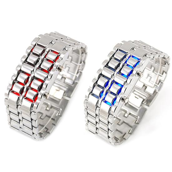 Herre Dame Lava Rustfritt stål LED Digital Quartz Armbånd Klokke Armbåndsur