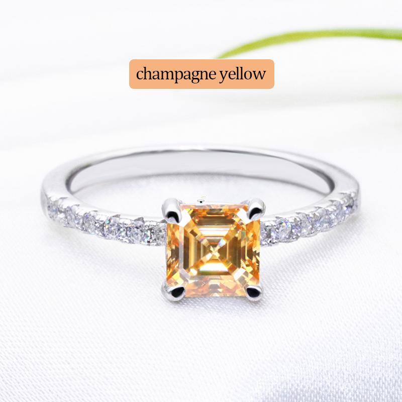 Fancy Asscher Cut 5.5x5.5mm 0.8ct Moissanite Wedding Ring 925 Sterling Silver VVS1 White Moissanite Engagement Ring for Women