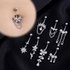 Elegant Belly Navel Stud Stainless Steel Navel Button Butterfly Chain Navel Ring  Seaside