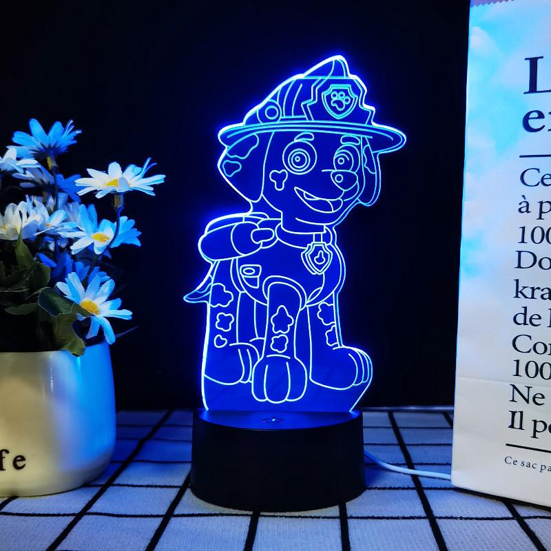 Night Light 3d Paw Patrol Toys Illusion Lamp 7 Colors Changing Desk Led Lights