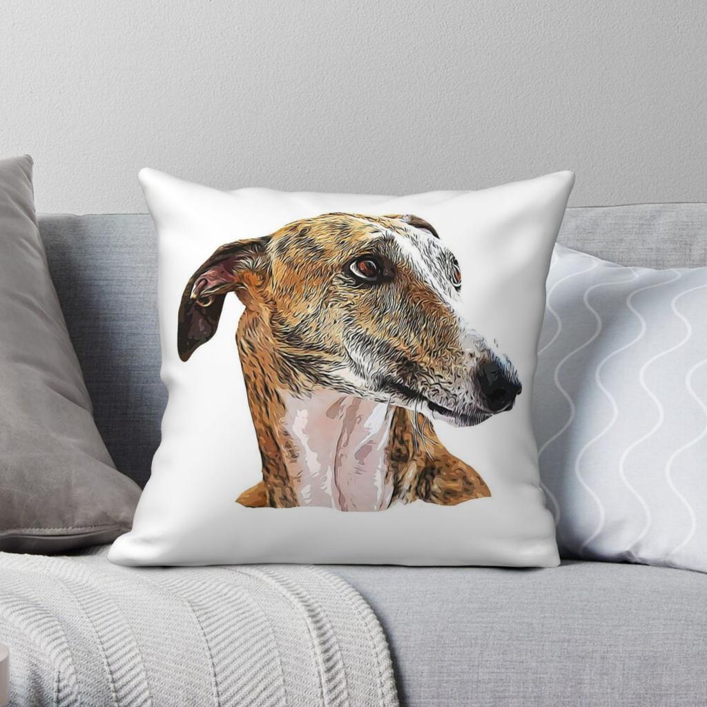 Greyhound Brindle Beauty Square Pillowcase Polyester Linen Velvet Pattern Zip Decorative Pillow Case Home Cushion Case