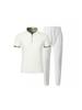 Men's Waffle Knit Stand Collar Zip Color Block Sports Set - Short Sleeves & Long Pants (2026)