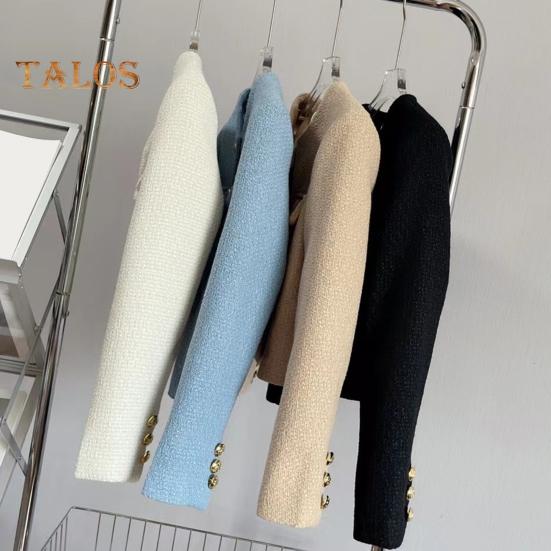Fall Spring Women Coat Single-breasted Long Sleeves Solid Color Cardigan Loose OL Commuting Style Dating Shopping Jacket