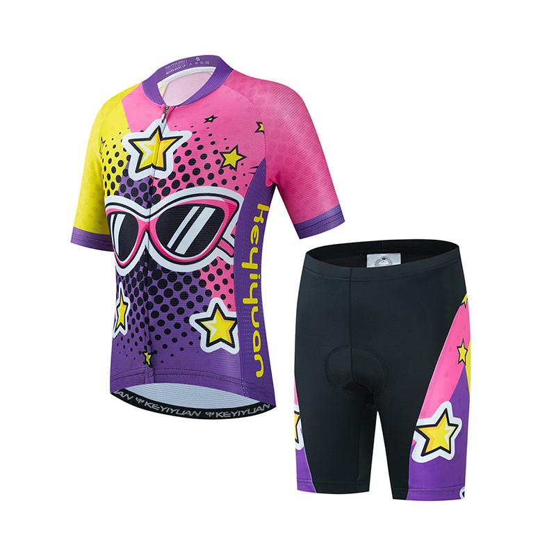 Fahrradtrikot Set Junge Mädchen Kurzarm MTB Radbekleidung Anzug Kind Fahrradbekleidung Abbigliamento Ciclismo 2026 Sommer Atmungsaktives Radsportanzug Set