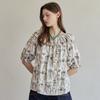 Botanical Flower Frill Puff Blouse Zf08qb008na