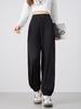 Women's Summer Ice Silk Pleated Wide-Leg Joggers: Slimming, Versatile & Loose-Fit Nine-Point Pants