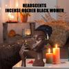 Black Woman Head Incense Burner Handmade Incense Holder Decorative Airflow Incense Burner Statue Art Decor For Aromatherapy