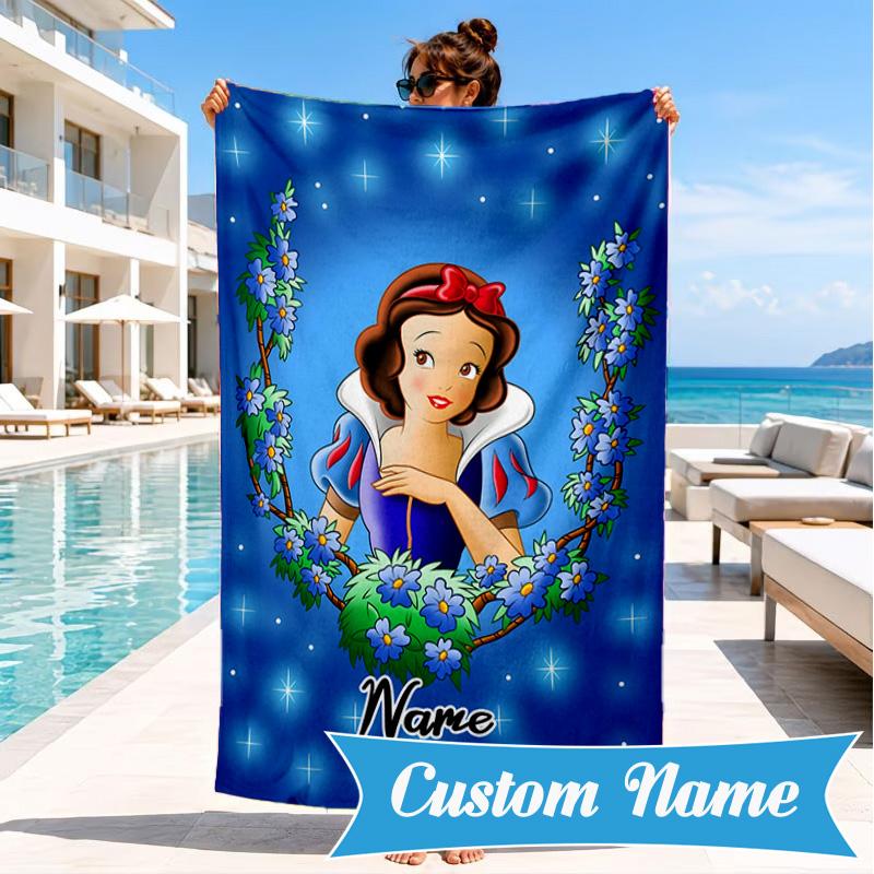 Custom Name Beautiful Princess Beach Towel, Soft Quick-Dry Beach Towel, Ideal for Pool, Camping, Perfect Travel Essential Gift