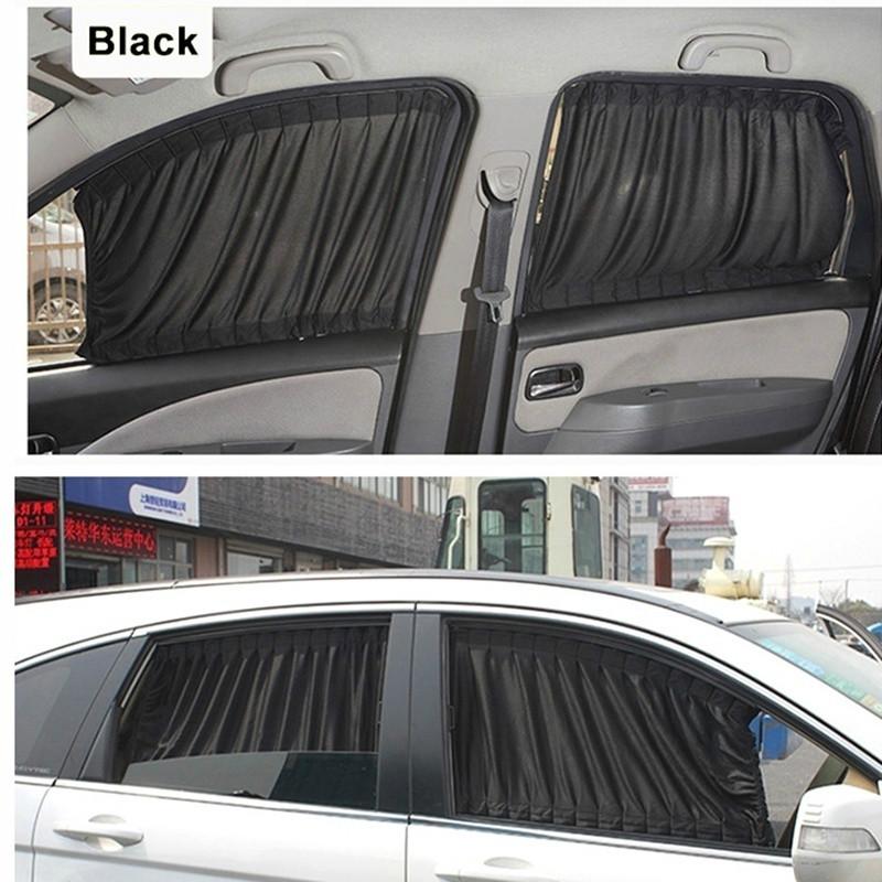 2 X 50 S/L Aluminum and Plastic Shrinkable Windowshade Curtain Car Side Window Sunshades Auto Rear W