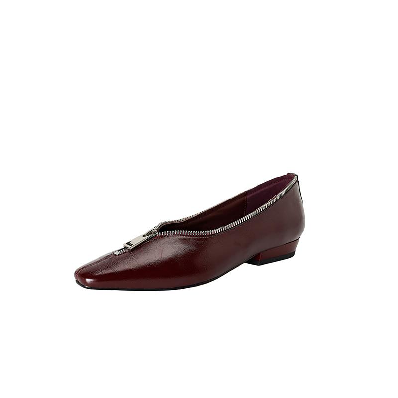 Fashion NEW Spring/Autumn Women Pumps Square Toe Chunky Heel Shoes Split Leather Shoes for Women Concise Slip-on Zipper Handmade Shoes