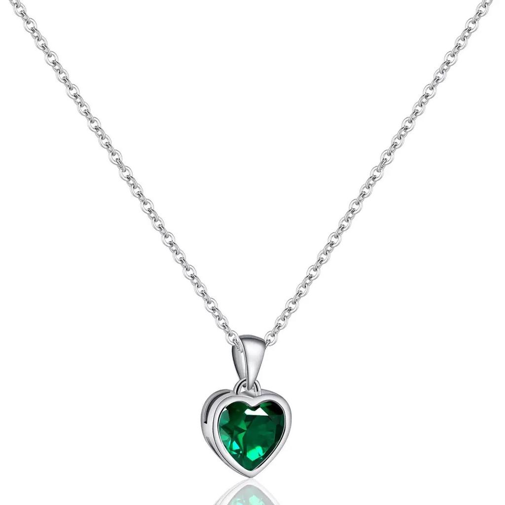 Real Money 925 Sterling Silver Simple Crystal Love Heart Pendant Necklace for Women Clavicle Chain Birthday Party Jewelry Gift
