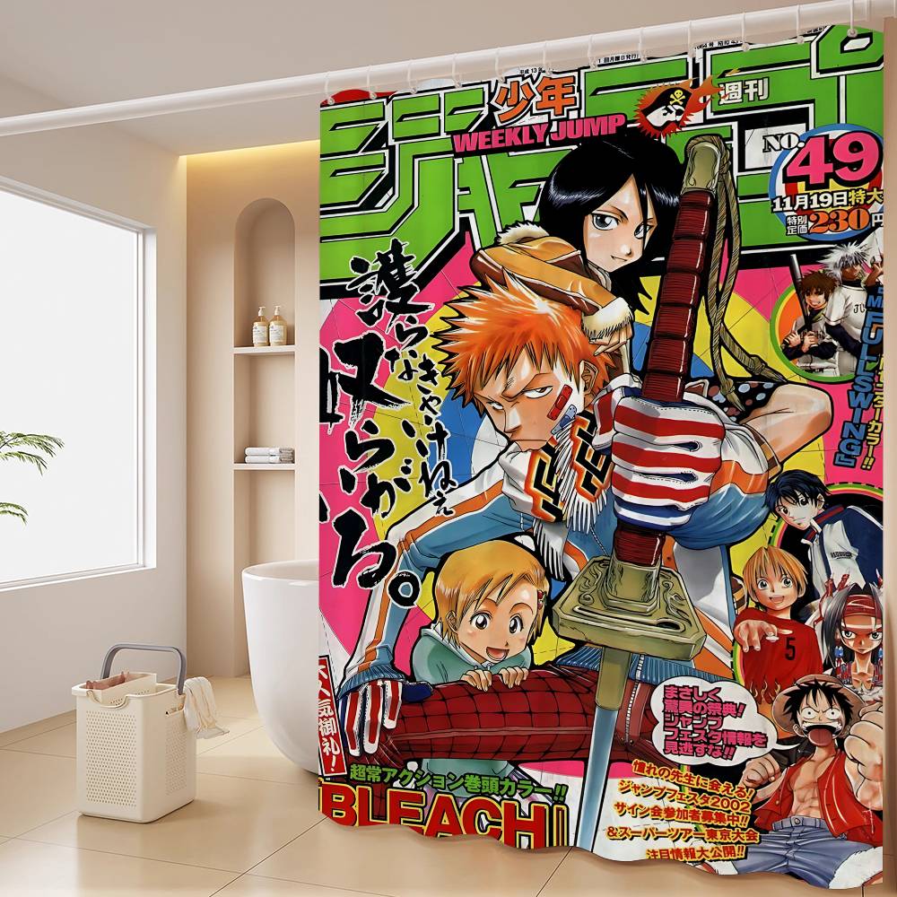 Anime Bleach Duschdraperi Badgardin Tryck Polyestertyg Vattentätt Badrumsgardiner med Krokar Badskärm