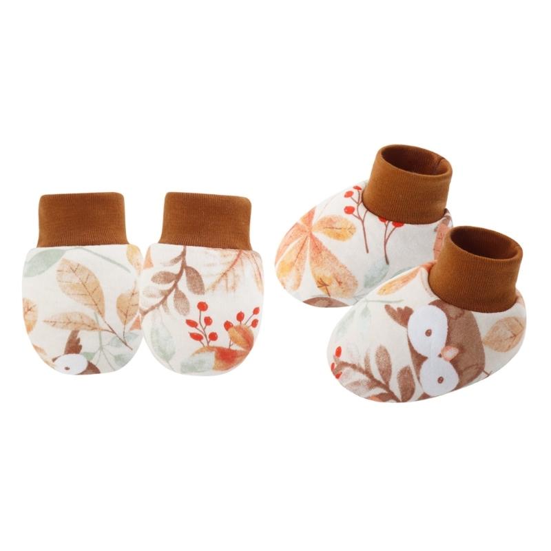 Set of 1 Infant Cotton Mittens Anti Scratch Hand Cover Soft Breathable Warm Gloves & Socks for 0-6M Boys Girls