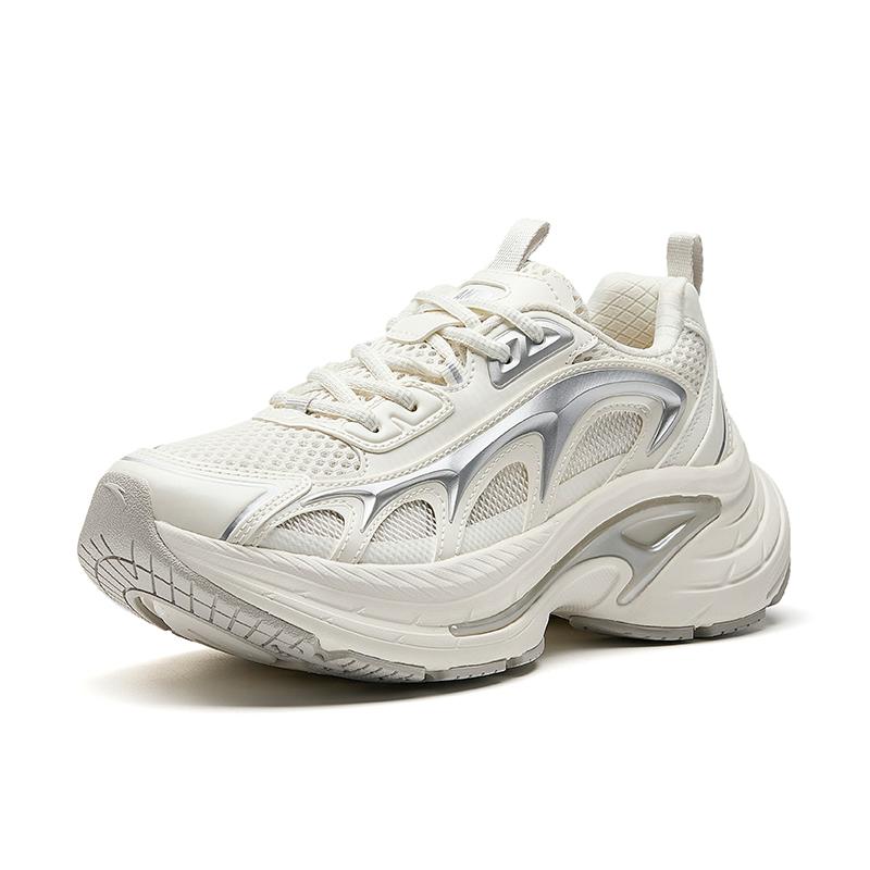 Anta Fuyiao Fashion Trendy Versatile Non-Slip Wear-Resistant Low-Top Casual Shoes Women sneaker Ivory Silver 122528857-2
