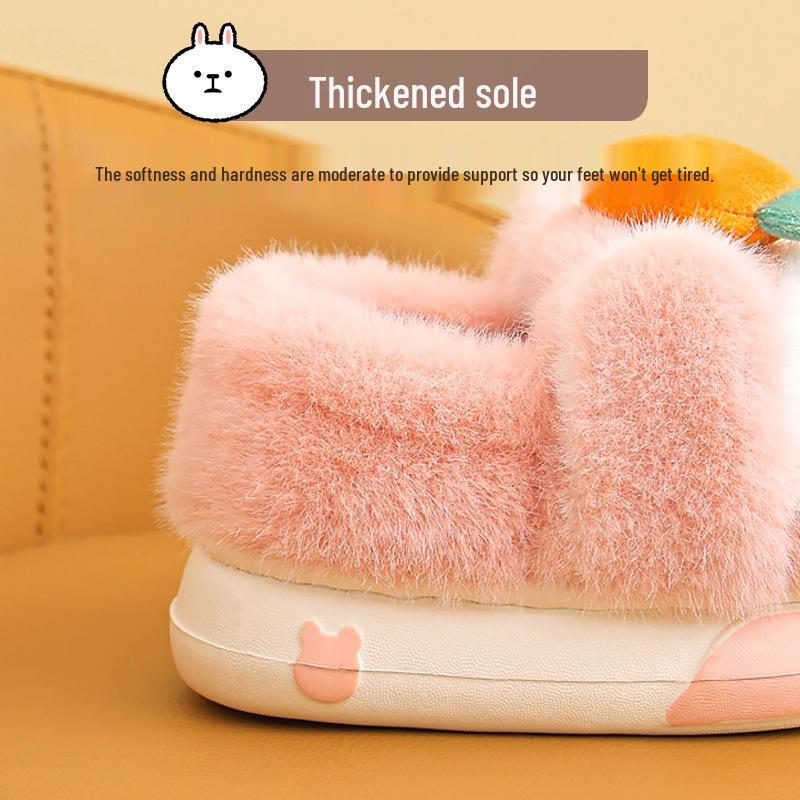Children's Cute Rabbit Non-Slip Plush Slippers - Warm, Thick Sole, Heel-Covered, Available In Small, Medium, Large.