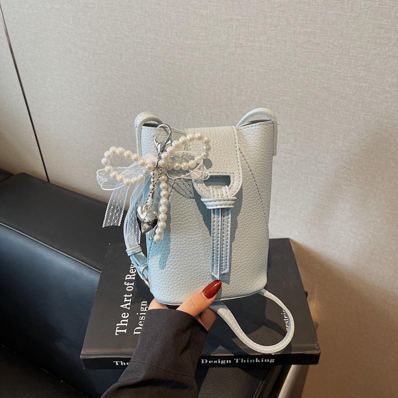 Crossbody Bag Women's 2025 New Trend Fashion Bucket Bag Lychee Pattern Shoulder Bag Mobile Phone Bag