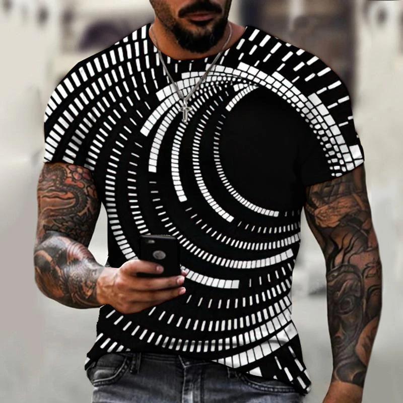 Summer novel visual difference pattern printing street men's short sleeve large size 3D round neck T-shirt sweatshirt popular