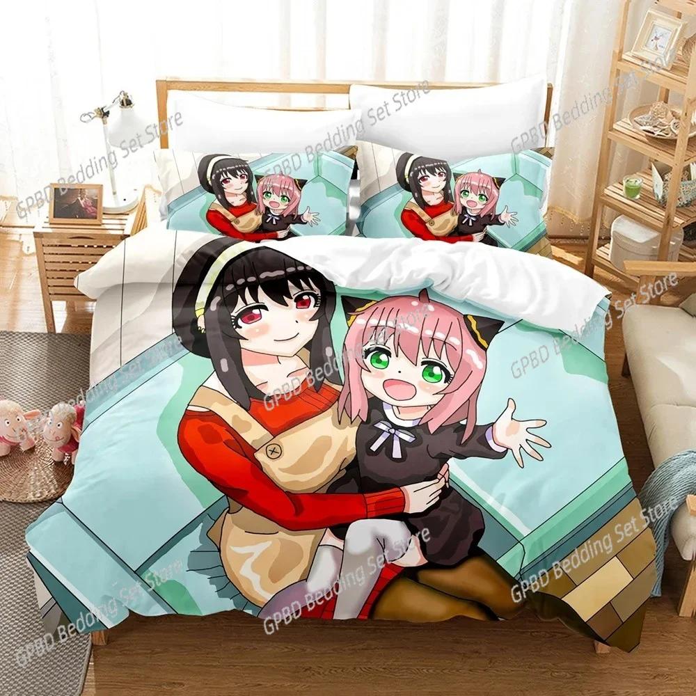 Nytt SPY×FAMILY Sängklädesset Anime Påslakan Enkelt Dubbelt Queen King Size Med Örngott Pojkar Flickor Överkast 3D-tryck Anime