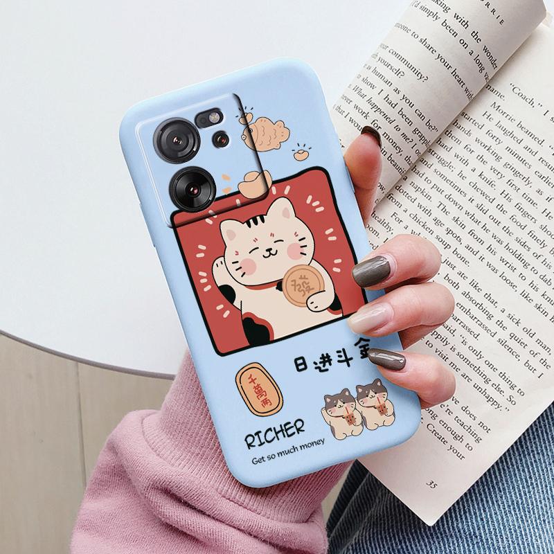 Cute Cat Case For Xiaomi 13T Pro Silicone Soft Back Cover Lovely Cartoon Painted Capa Shell For Xiaomi 13T Fundas 13tpro Coque
