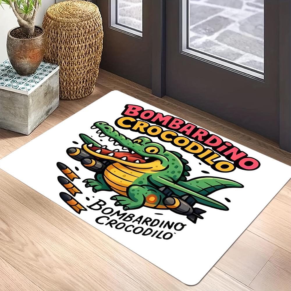 Cartoon Animal Carpet Mat Rug Anthropomorphic Shark Wood Block Home Decoration Funky Creative Floor Mat Door Mat Welcome Mat