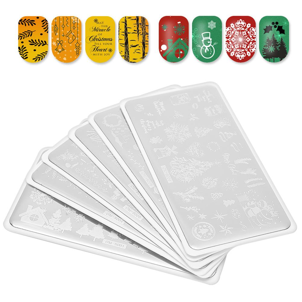 6Pcs Christmas Theme Nail Art Stamping Manicure DIY Template Image Plate Washable