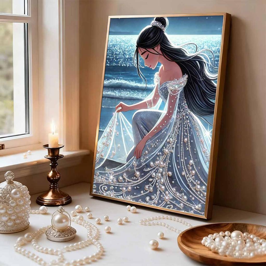 Disney Pearl Painting Seaside Pearl Princess Creative Art 5D Pearl Embroidery Cross Stitch Kit Handmade DIY Home and Room Decor Gift