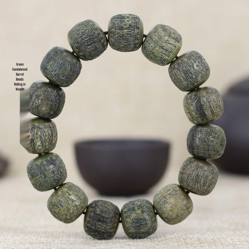 Argentinisches Grünes Sandelholz Buddhistisches Gebetsperlenarmband für Männer und Frauen