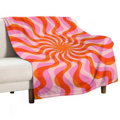 Wirbel 70er Retro Abstrakt Rosa und Orange Überwurfdecke Baby Flanell Sofa Haarige Decken