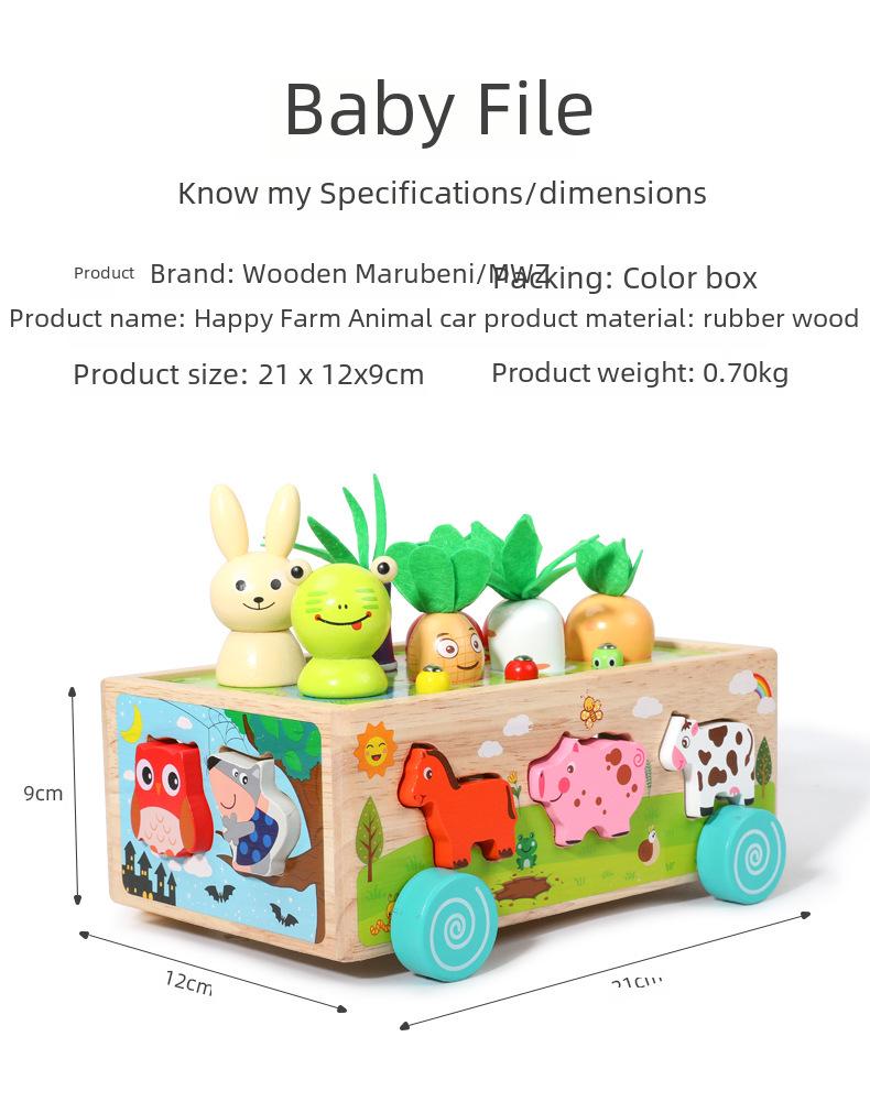 Farm Animal Carrot Pull & Insect Catch Toy - Shape Matching Educational Toy for Babies 1-3 Years