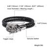 Punk Double Layer Genuine Leather Bracelet Men Silver Color Wolf Head Bangles Fashion Jewelry Gift