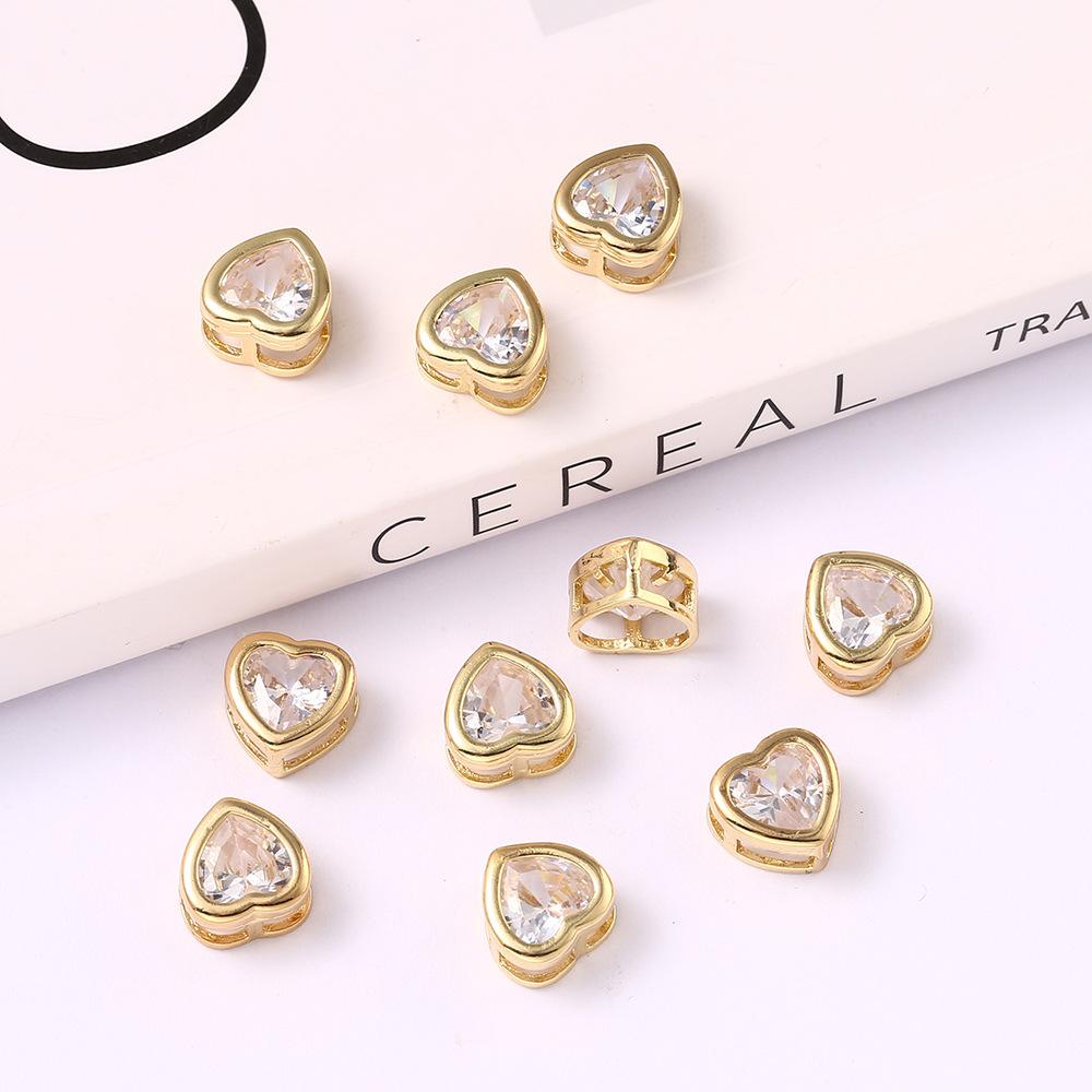 Gold Edged Zircon Love Water Drop Jewelry Accessories Diy Bracelet Necklace Accessories, Removable Hole Shoe Buckle