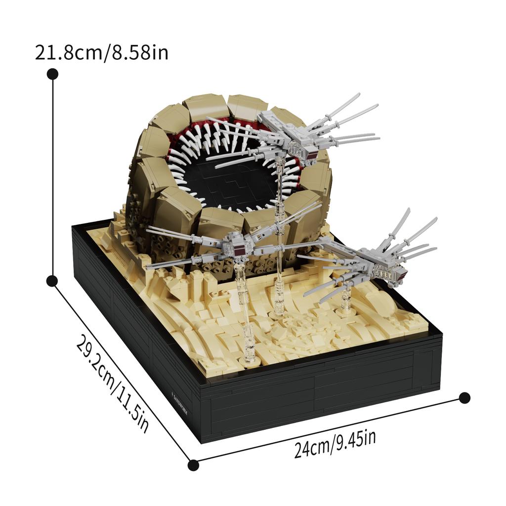1488Pcs Sandworm Attack Model Building Kit Desert Landscape With Ornithopters Stem Educational Toy Home Decor Gift For Movie Fan