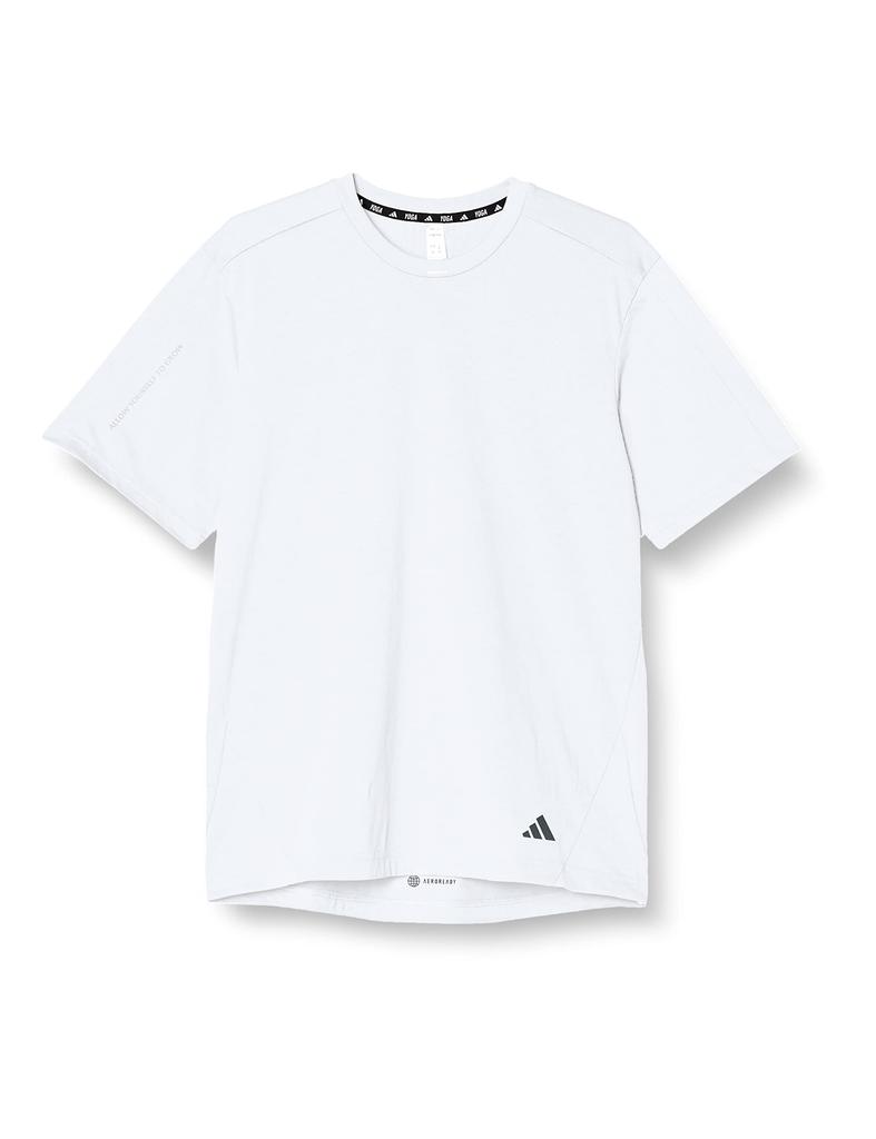 Adidas Short Sleeve Yoga Base Training Size S Men's T-Shirt, White/Carbon (IC7292), (BXH56)